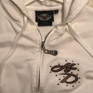 Harley Davidson white hoodie.